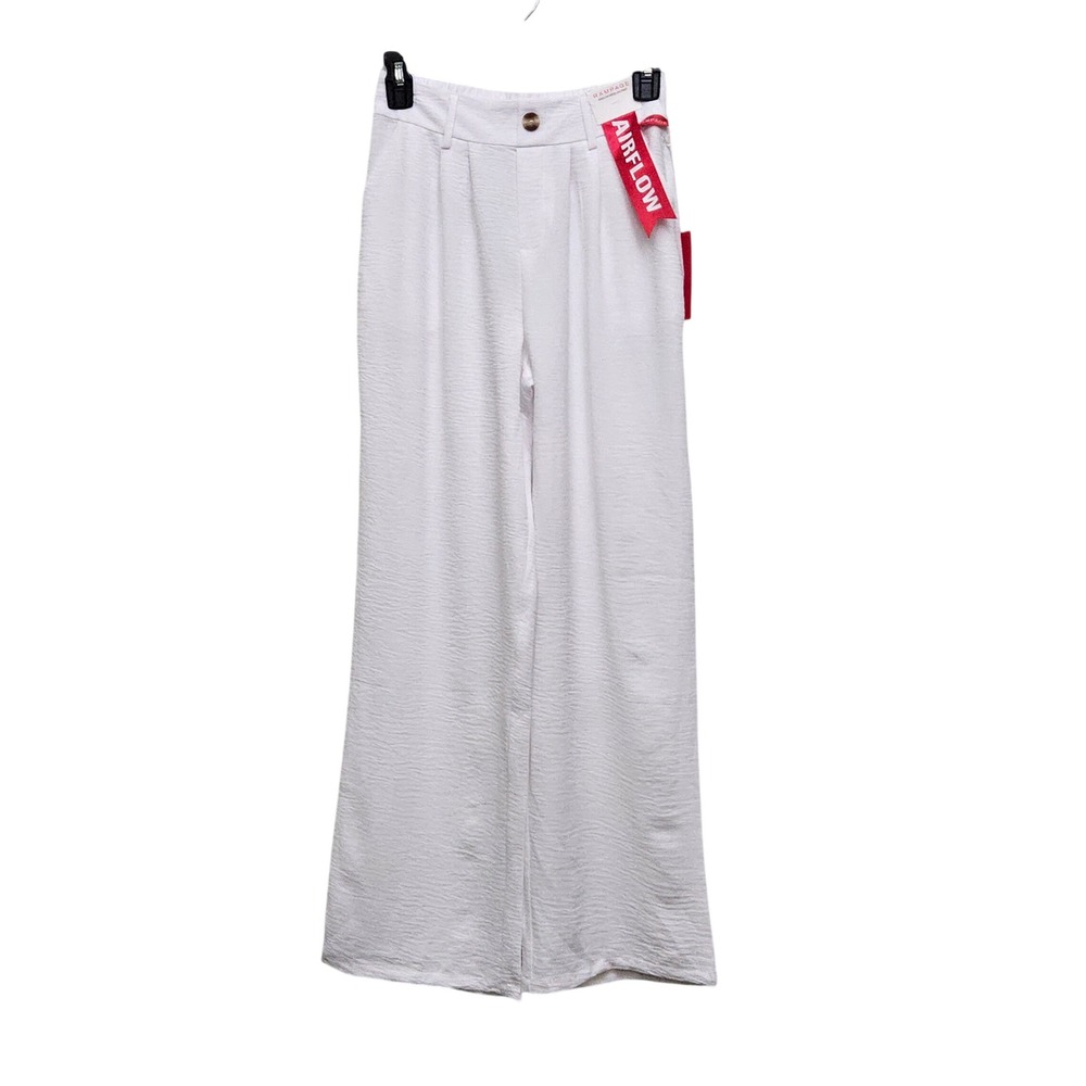 Rampage Wide Leg Pants Women Small White Airflow Textured Flowy Summer Trousers